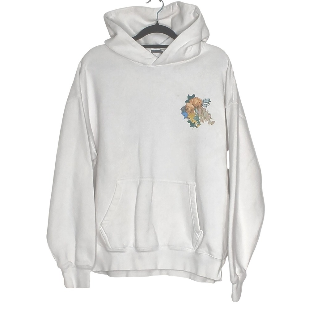 Abercrombie & Fitch Hoodie Women Small White Floral Graphic Oversized Sweatshirt